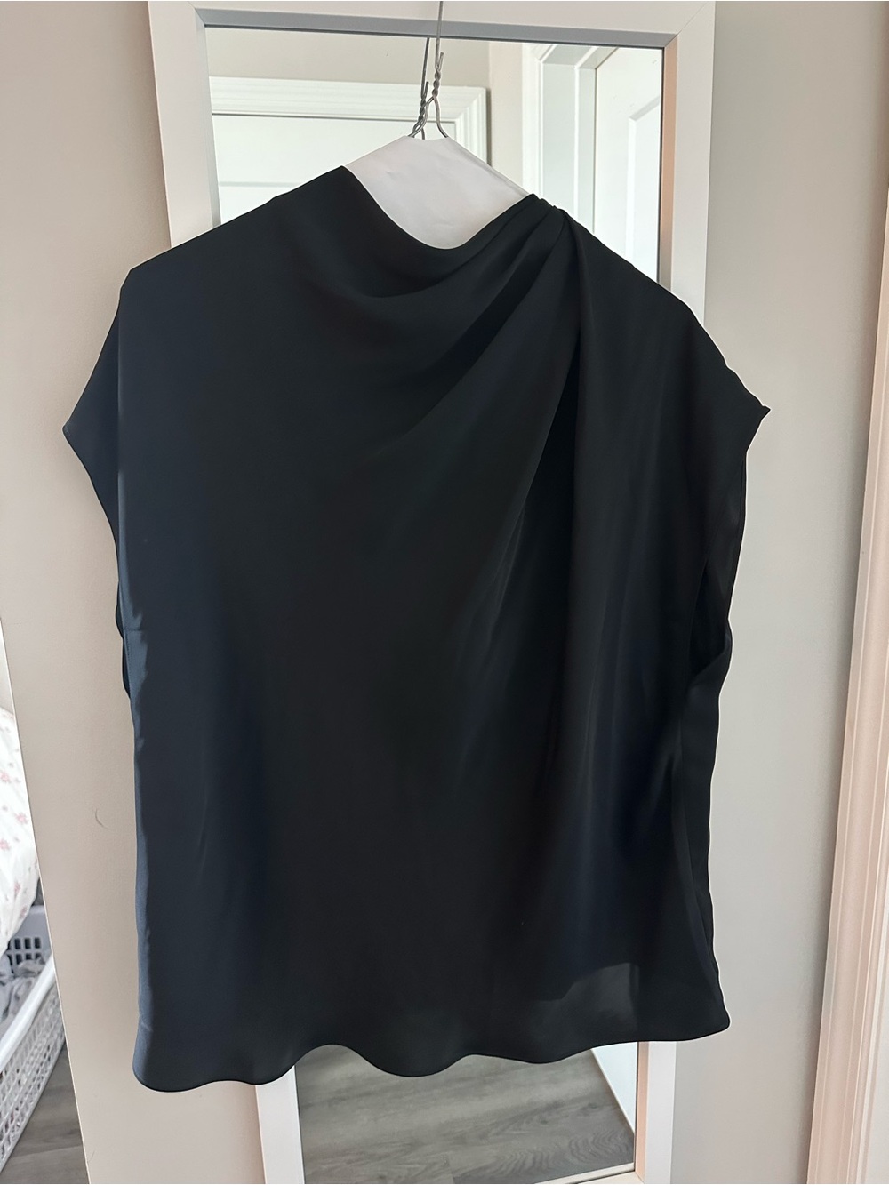 Aritzia Black Draped Cap Sleeve Blouse